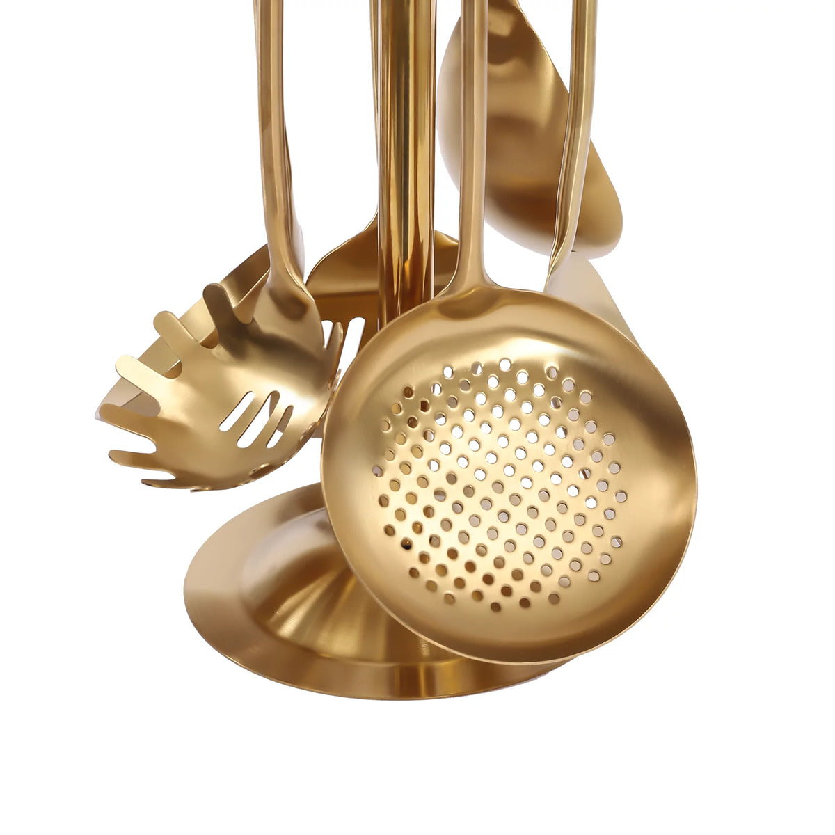 7 Pc Gold Kitchen Cooking Utensil Set with Stand P221742