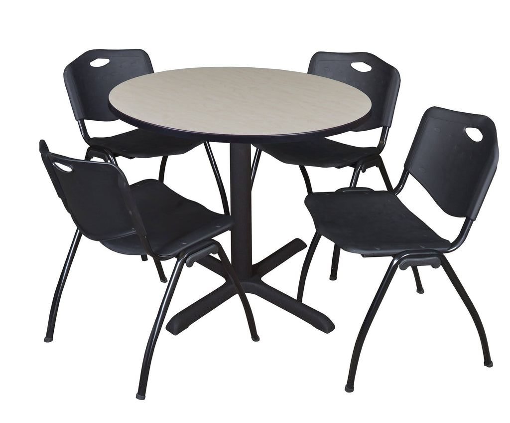 42x22 Round Breakroom Table & 4 Stack Chairs D925704
