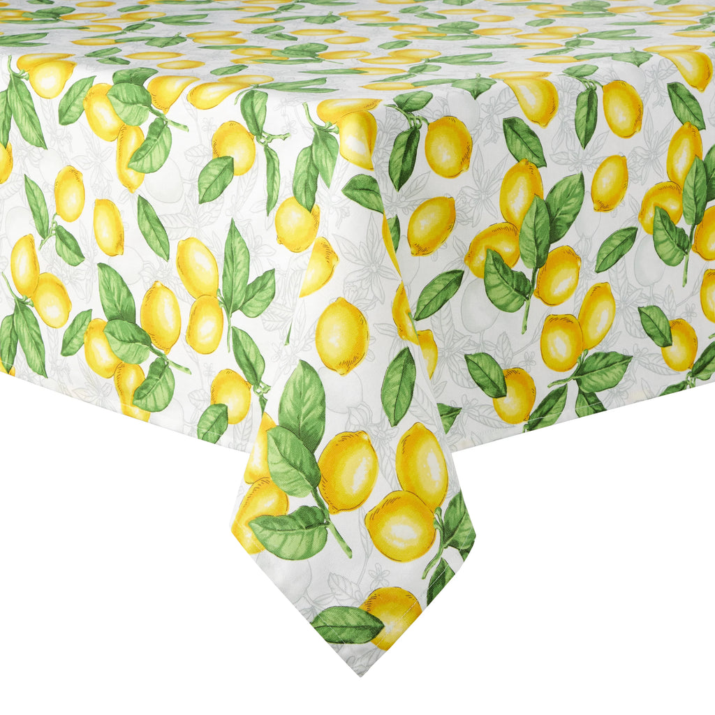 White Yellow Fabric Tablecloth 60"x102" P519354