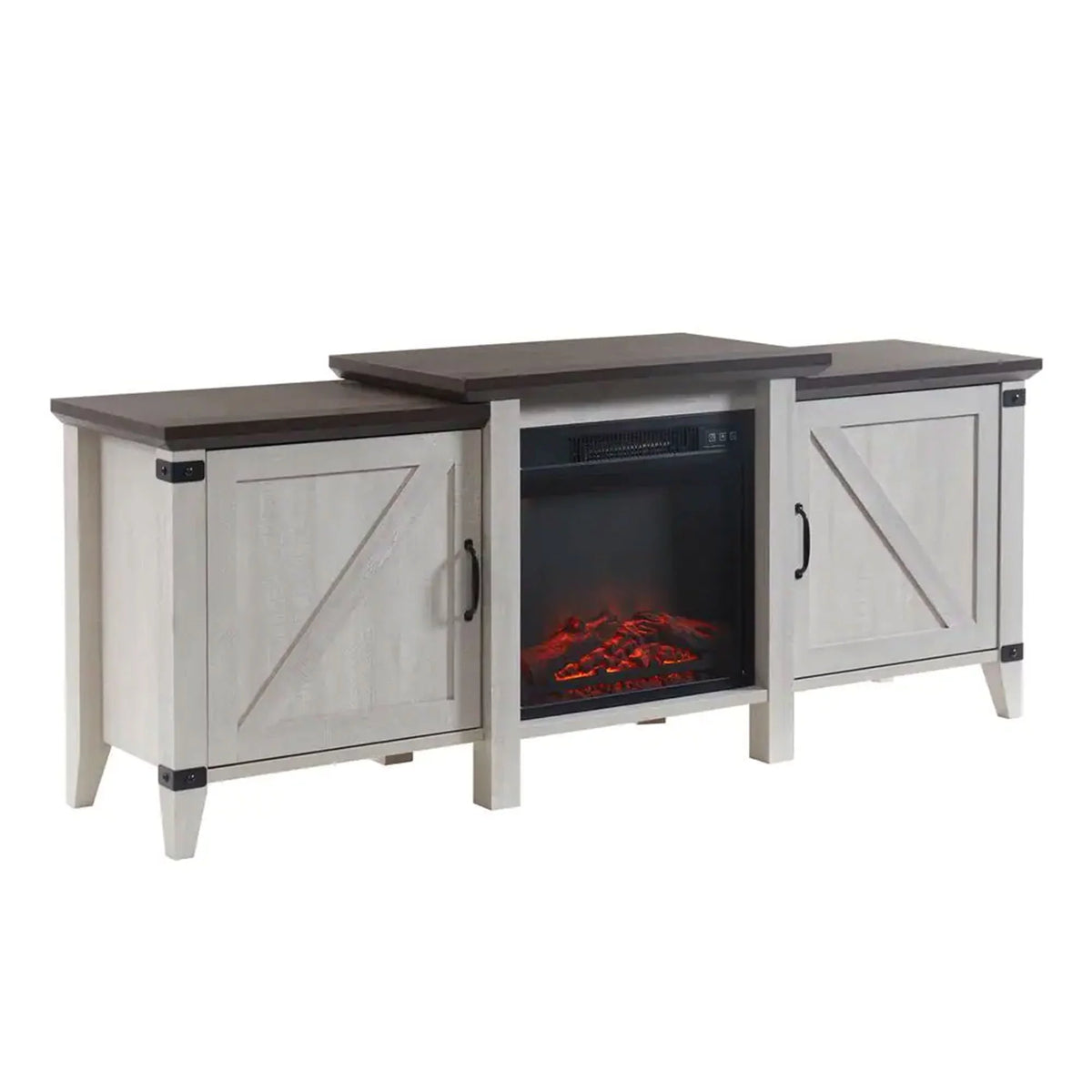 Grey Freestanding Wooden Electric Fireplace TV Stand Console K77350