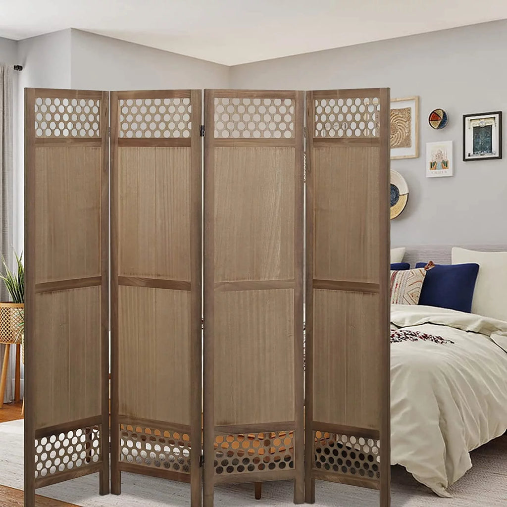 4 Panel 5.6Ft Folding Privacy Screen Y4928