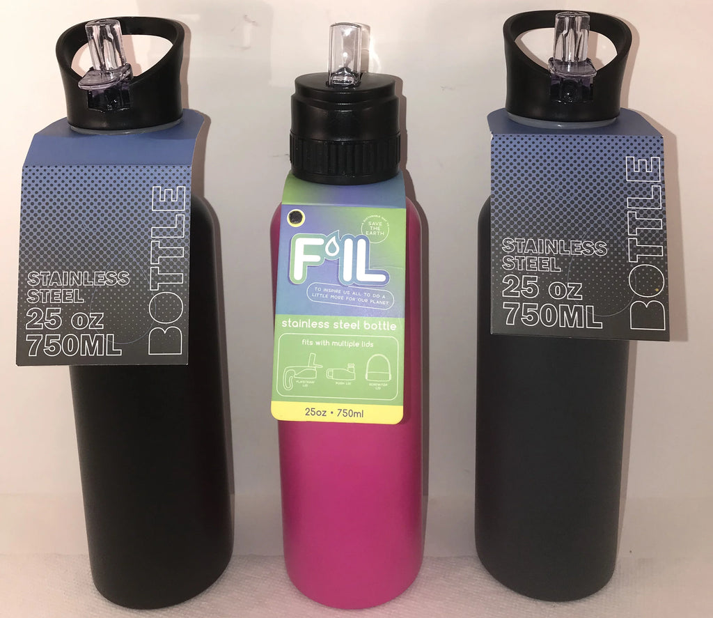 25 oz Stainless Steel Water Bottle with Straw Lid 3pk O712