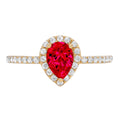 Pear Cut Pink Simulated Tourmaline 18k Yellow Gold Halo Ring Size 3.5 N864654