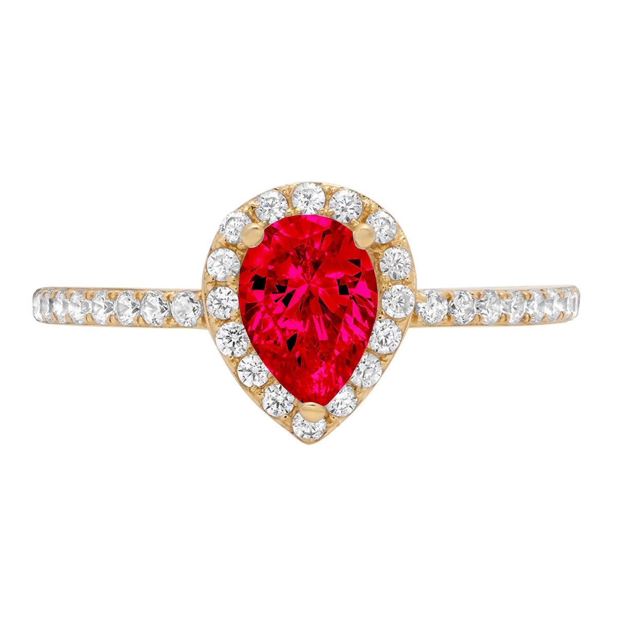 Pear Cut Pink Simulated Tourmaline 18k Yellow Gold Halo Ring Size 3.5 N864654