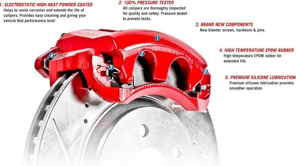 Powder Coated Calipers Brake Kit with Drilled Slotted Rotors R64878