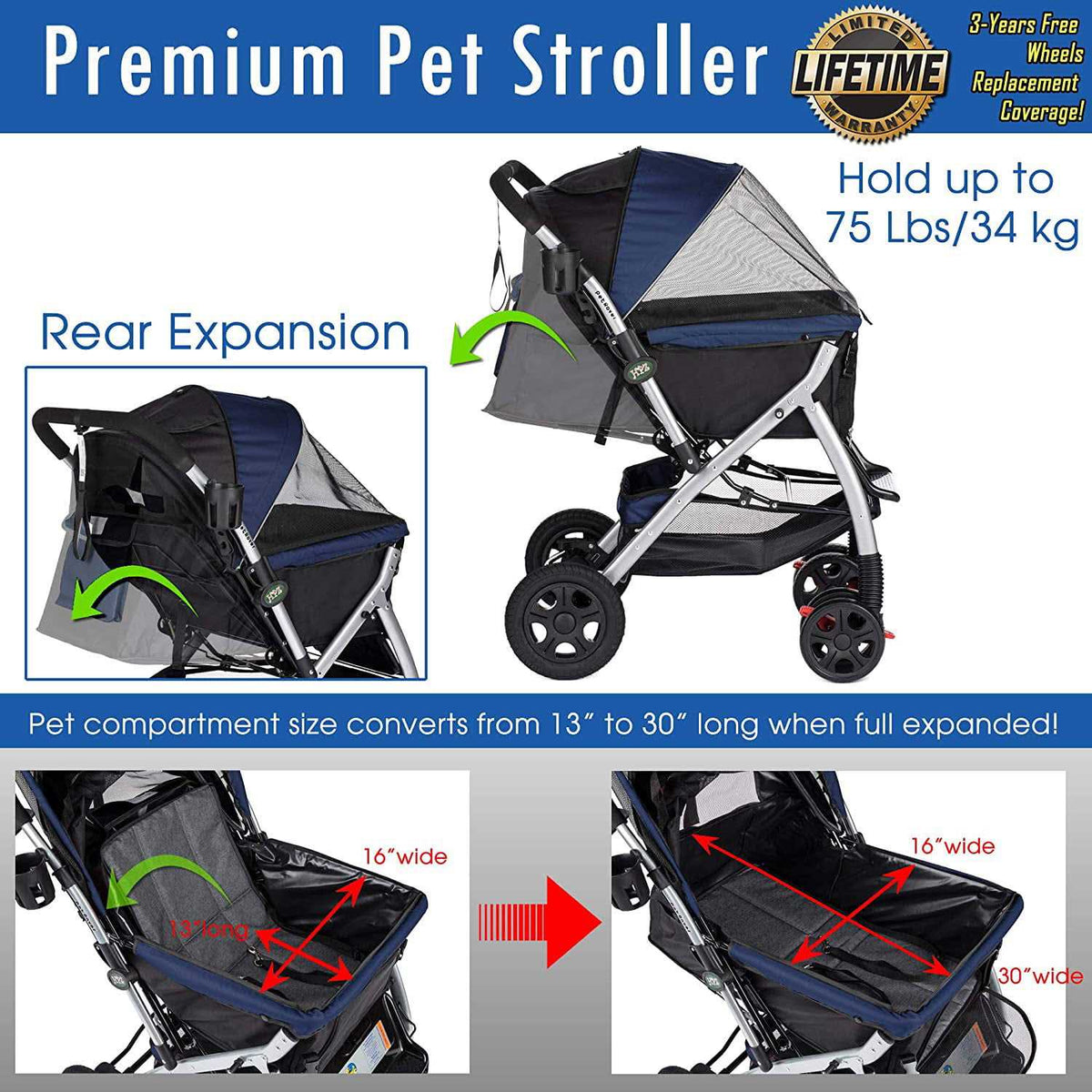 Heavy Duty Pet Stroller J22120