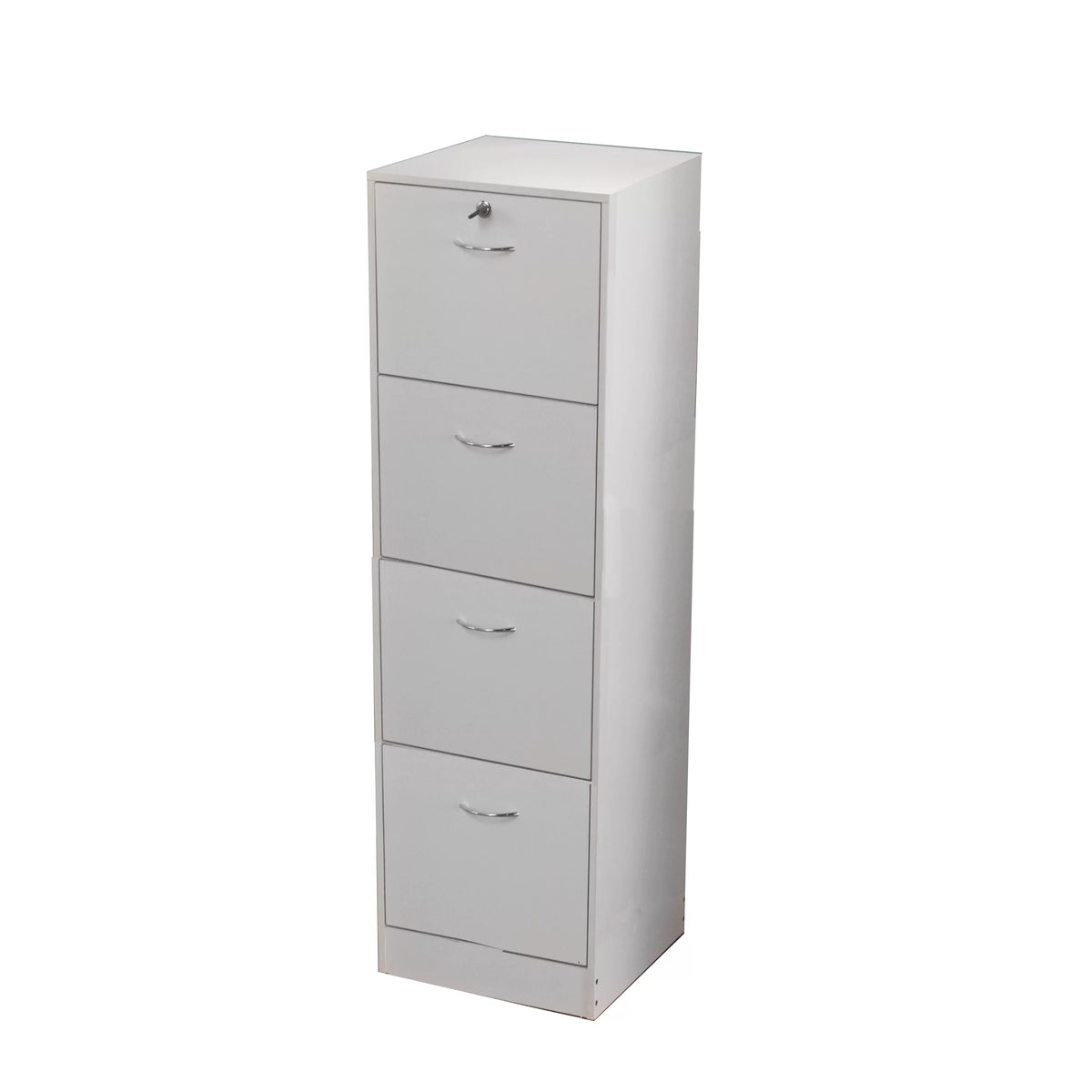 White 4 Drawer Wood Lockable Filing Cabinet N595155