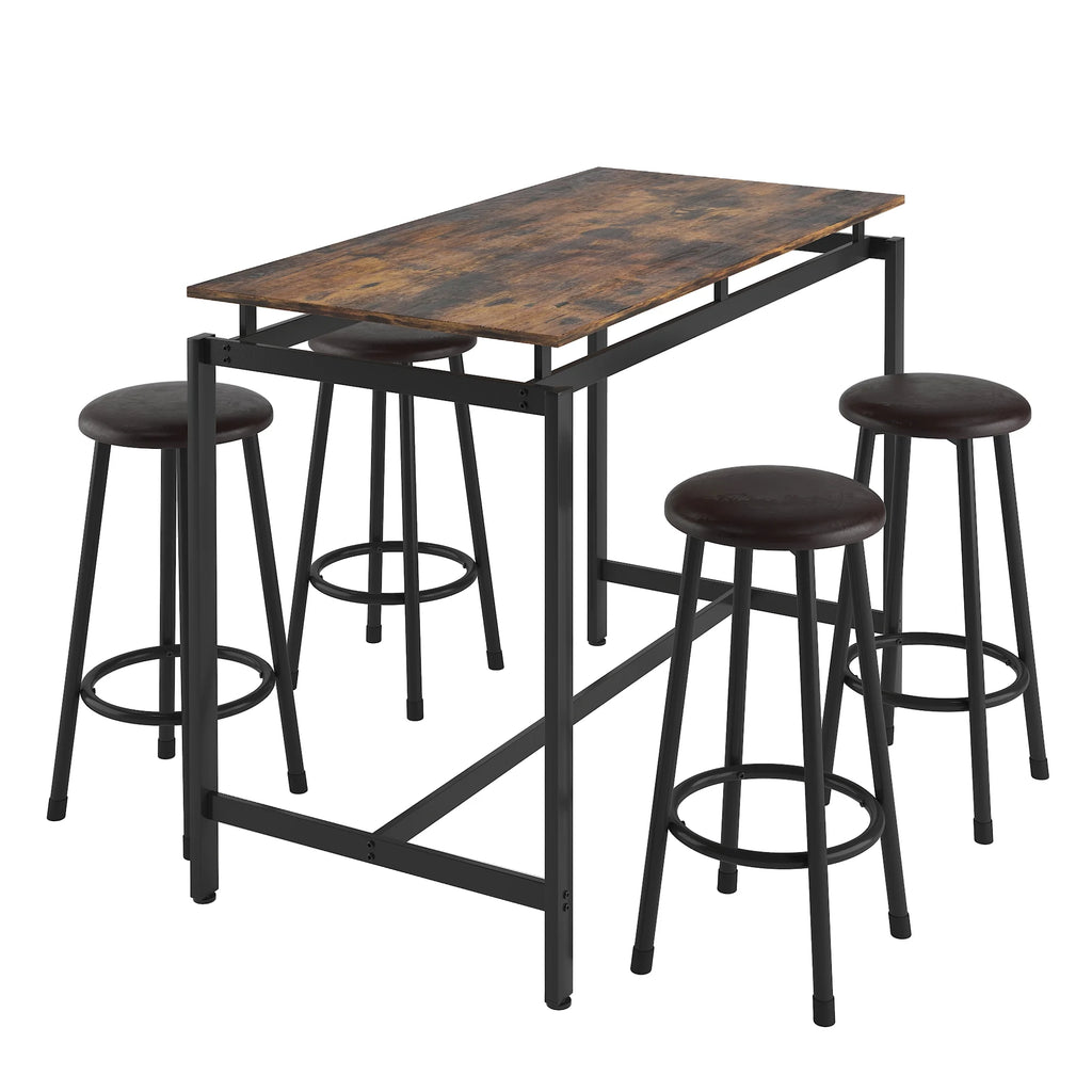 Bar Table Set with 4 Cushioned Stools W36178