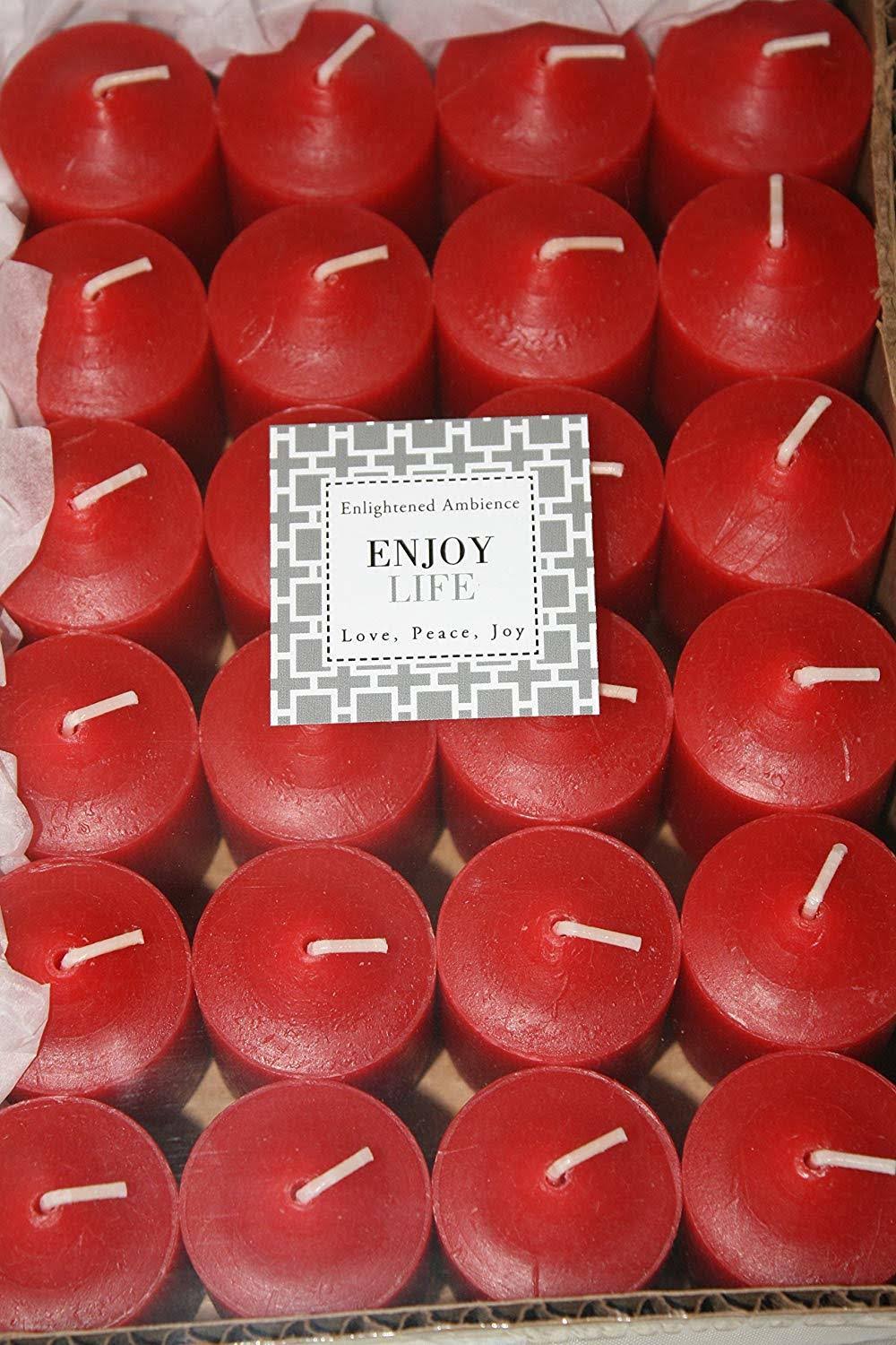 24 Christmas Red Scented Votive Candles H177