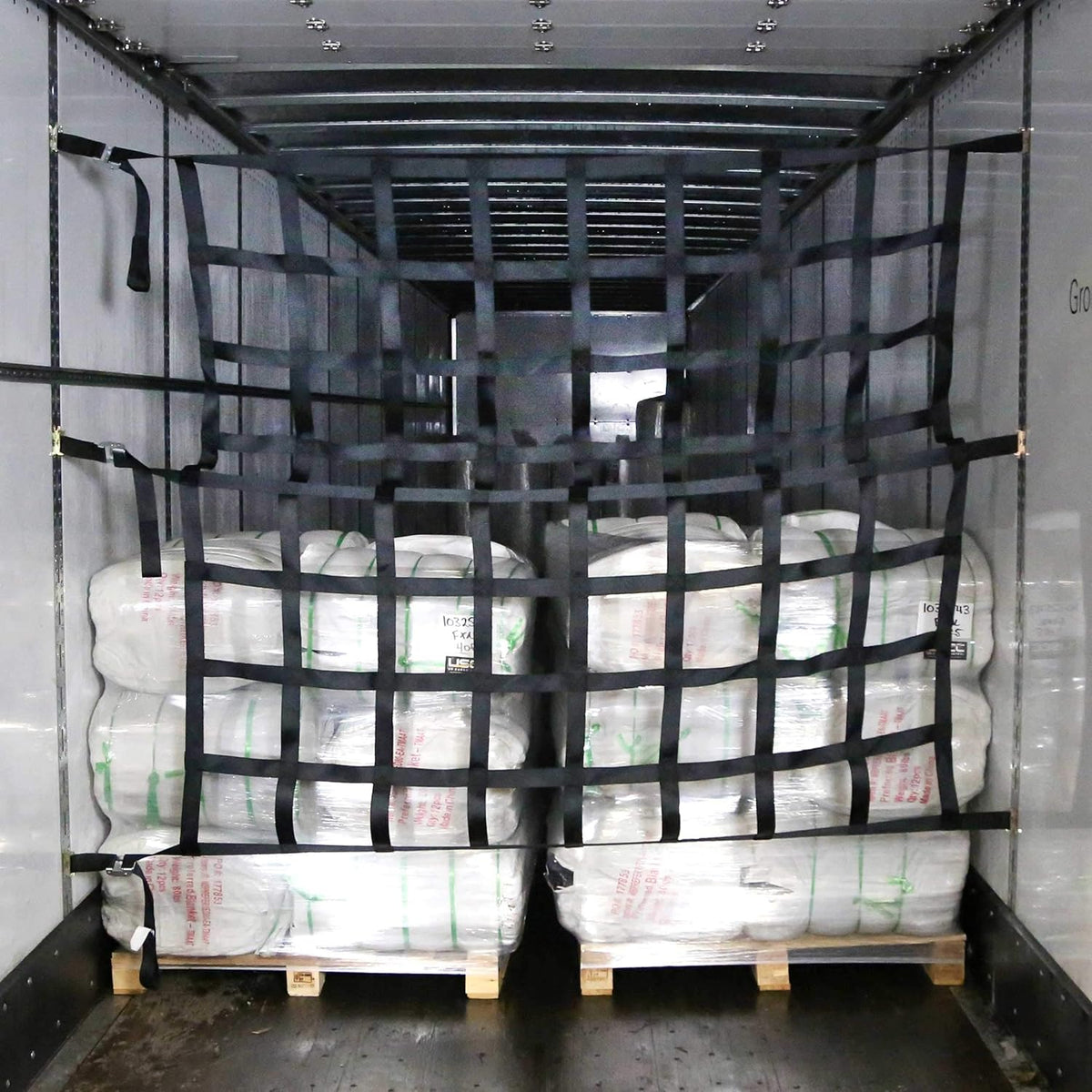 Heavy Duty Cargo Net with Cam Buckles and E-Track Fittings, 82 Inches by 82 Inches, 8 Inch by 8 Inch Holes S203394