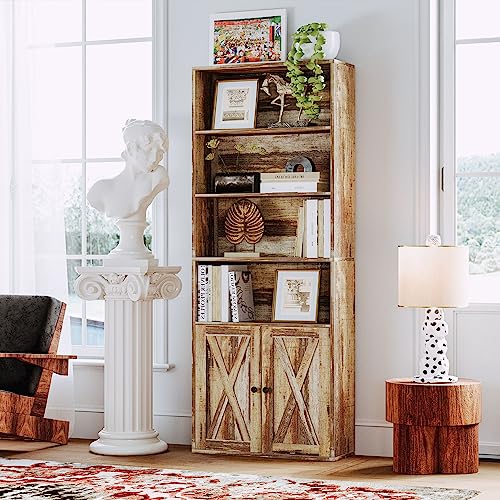 Industrial 6 Shelf Bookshelves with Doors D29057