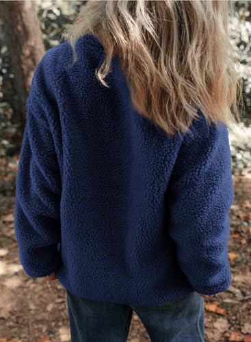Womens Fleece Jackets Long Sleeve Warm Teddy Coats with Pockets Y320987