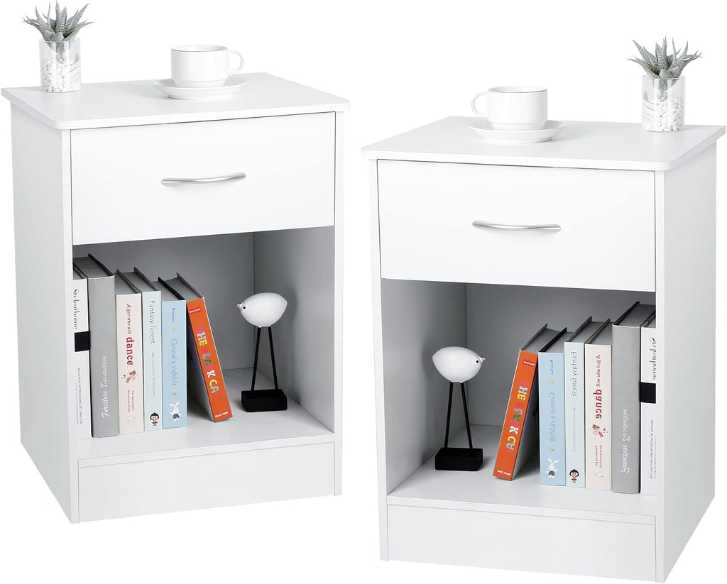 Black Nightstand with Drawers and Shelf C75161