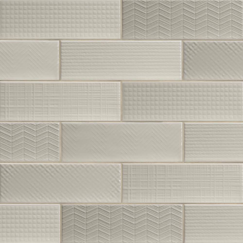 Ceramic White Textured Subway Tile K43574