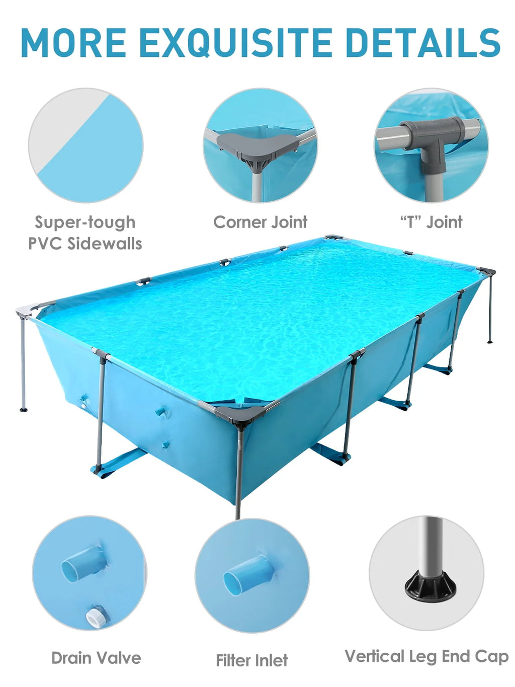 10 ft Above Ground Rectangular Frame Swimming Pool V3929