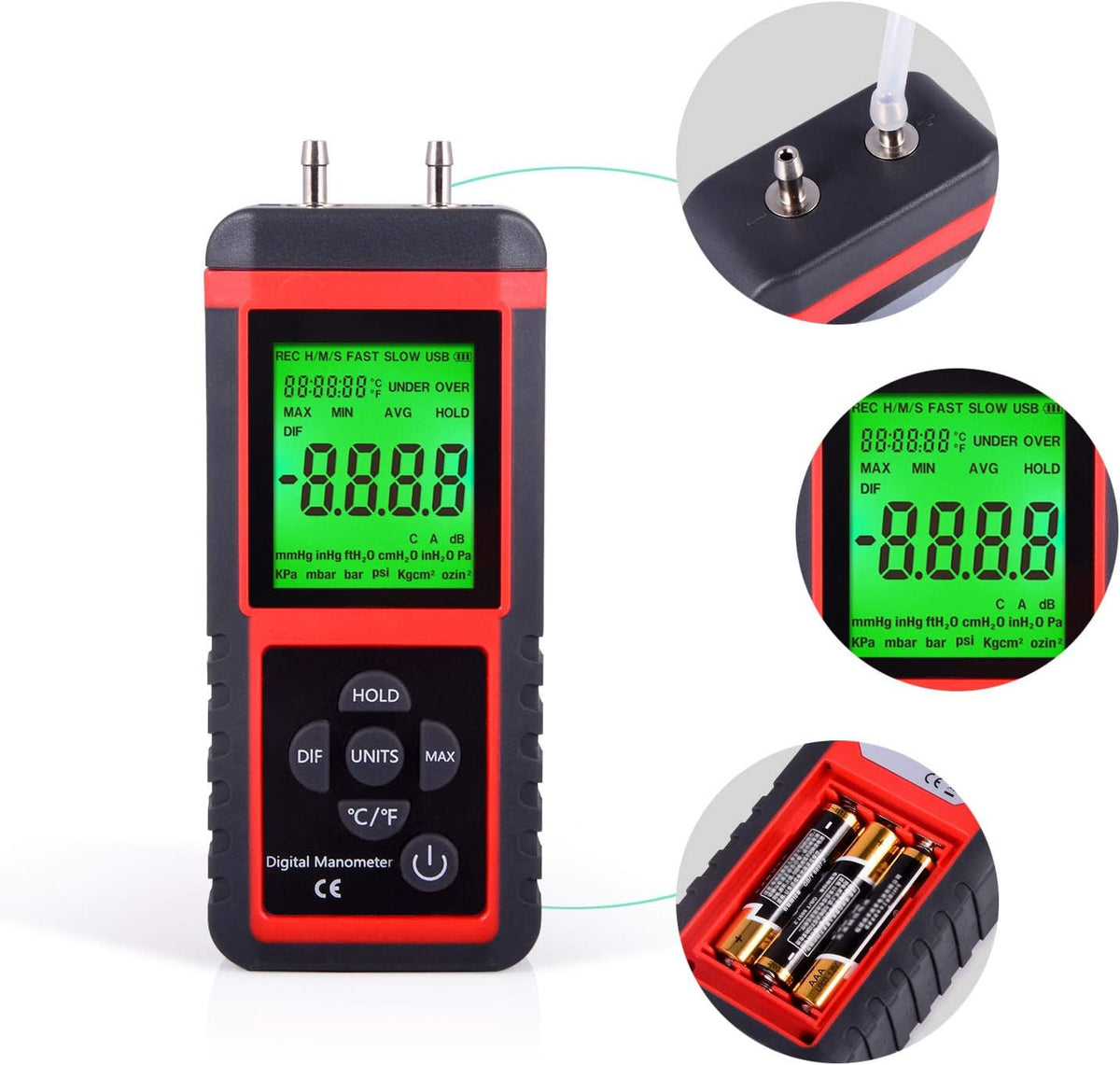 Digital Air Pressure Meter Differential Pressure Gauge Pack of 2 U327