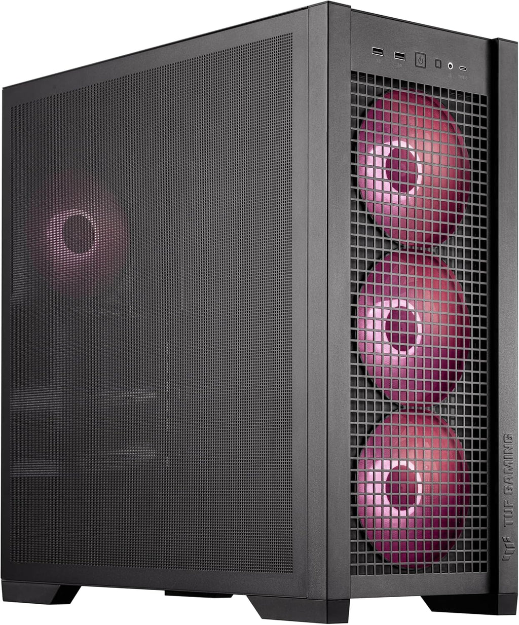 Black ATX Mid-Tower PC Case with Four 140 x 28 mm ARGB Fans and Interchangeable Tempered Glass or Mesh Side Panels A114169