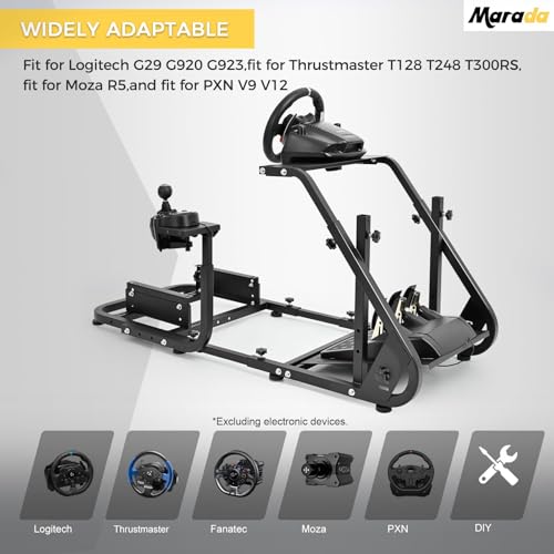 Reinforced Stabilizing Racing Steering Wheel Cockpit Adjustable Driving Simulator TV Stand O45599