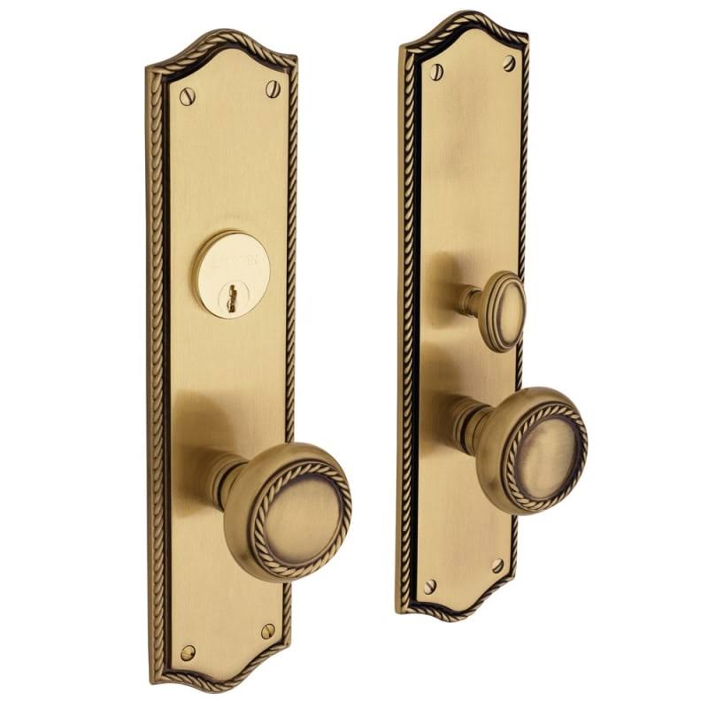 Satin Brass Brown Mortise Handleset Entrance Trim Set R6604
