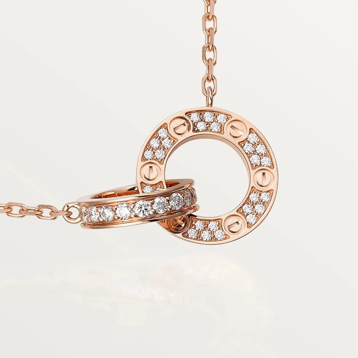 Love Necklace Interlocking Circles Necklace With Diamond Paved G6973