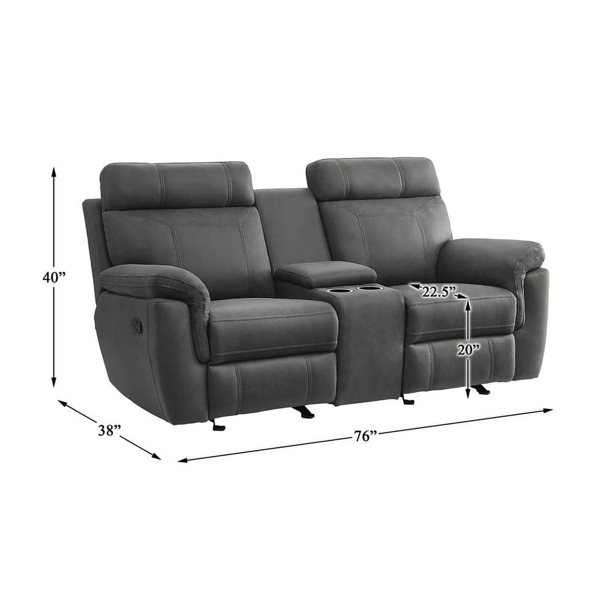 Gray Microfiber Double Glider Reclining Love Seat J6329