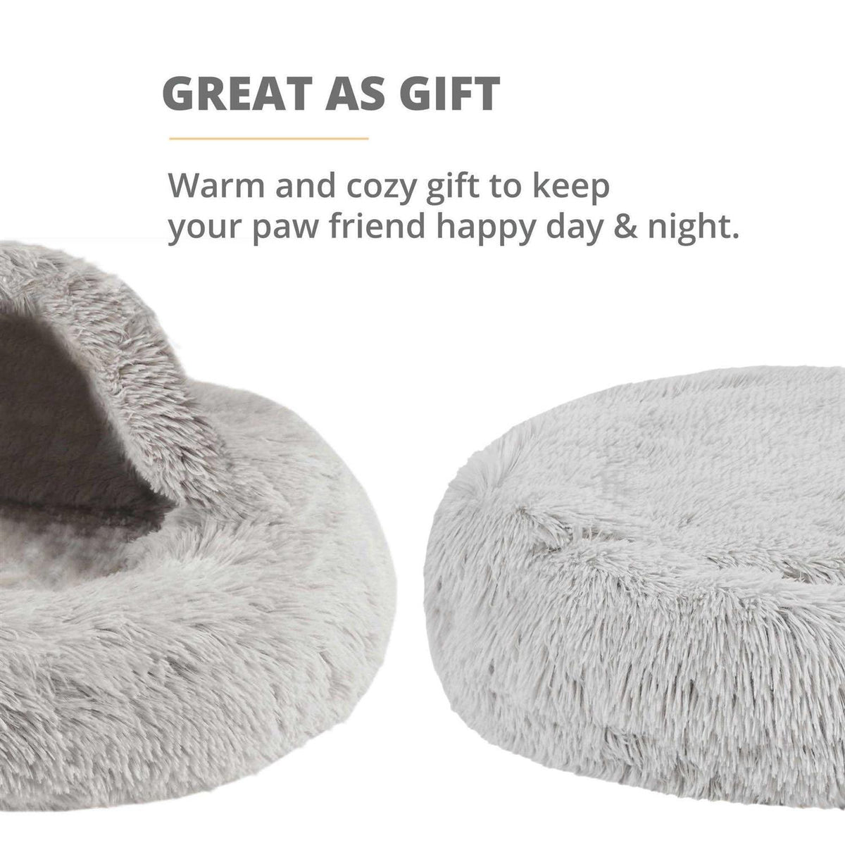 Soft Faux Fur Hooded Cat Bed Cave X9119