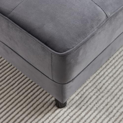 Gray Velvet Chaise Lounge Chair with Tufted Cushion M7407