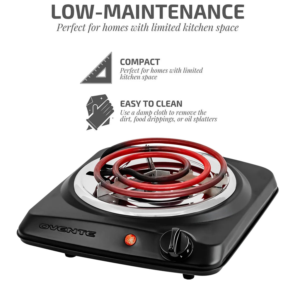 1000W Black Electric Countertop Single Burner T274