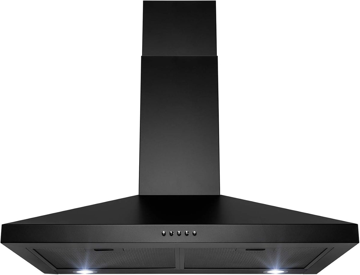 Black Painted Stainless Steel Wall Mount Range Hood with Carbon Filters N860