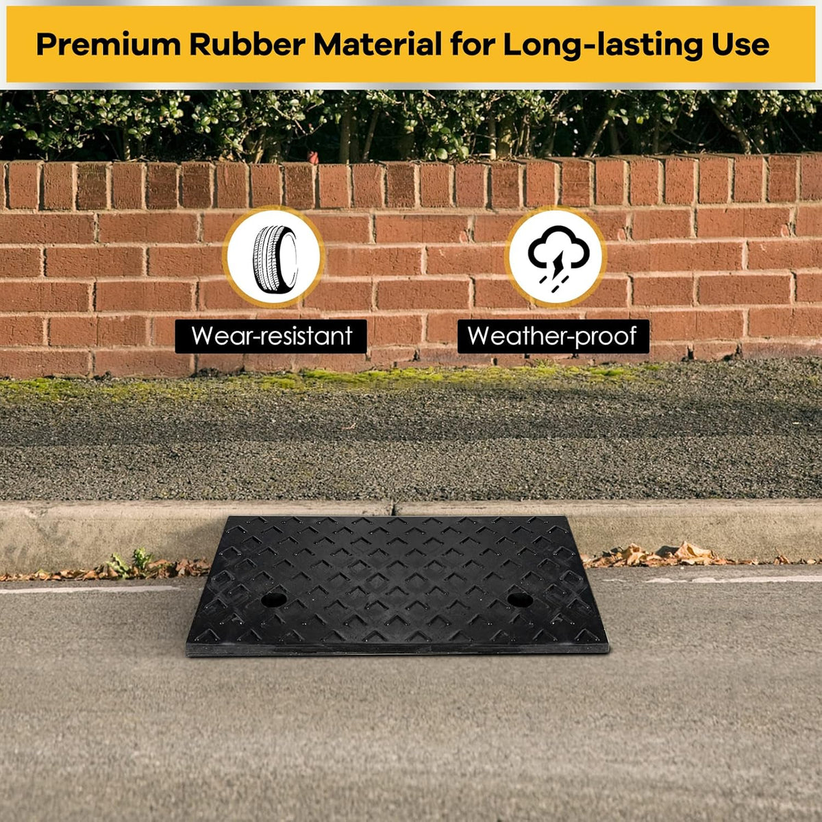 5” Rubber Curb Ramps 2PCS, Heavy Duty 22° Driveway Ramps with 4 Expansion Bolts & Predrilled Holes, Anti-Slip Surface, 6,800 lbs Load Capacity Pack of 2 V878