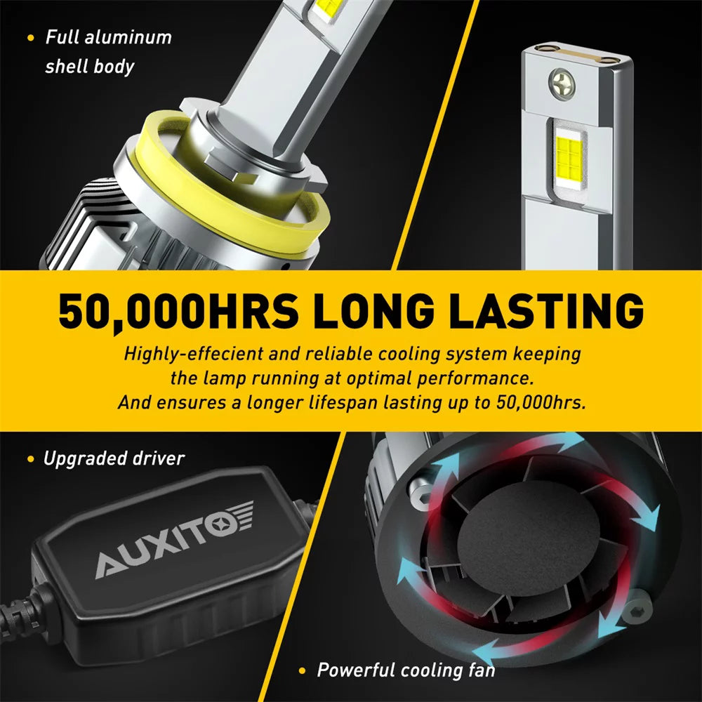 H11 LED Headlight Bulb 6500K Cool White Pack of 2 C393