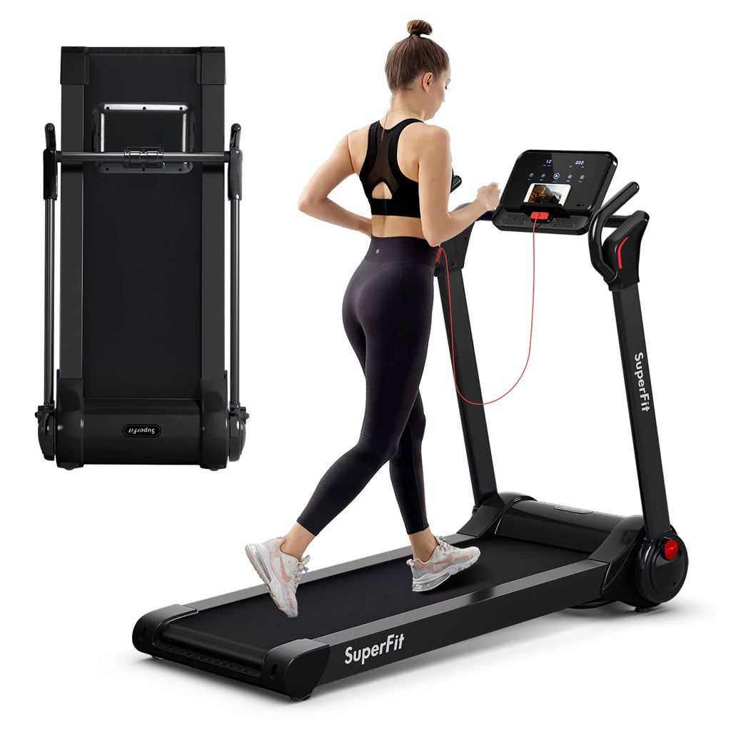 Folding 2.25HP Electric Treadmill Black Q9151