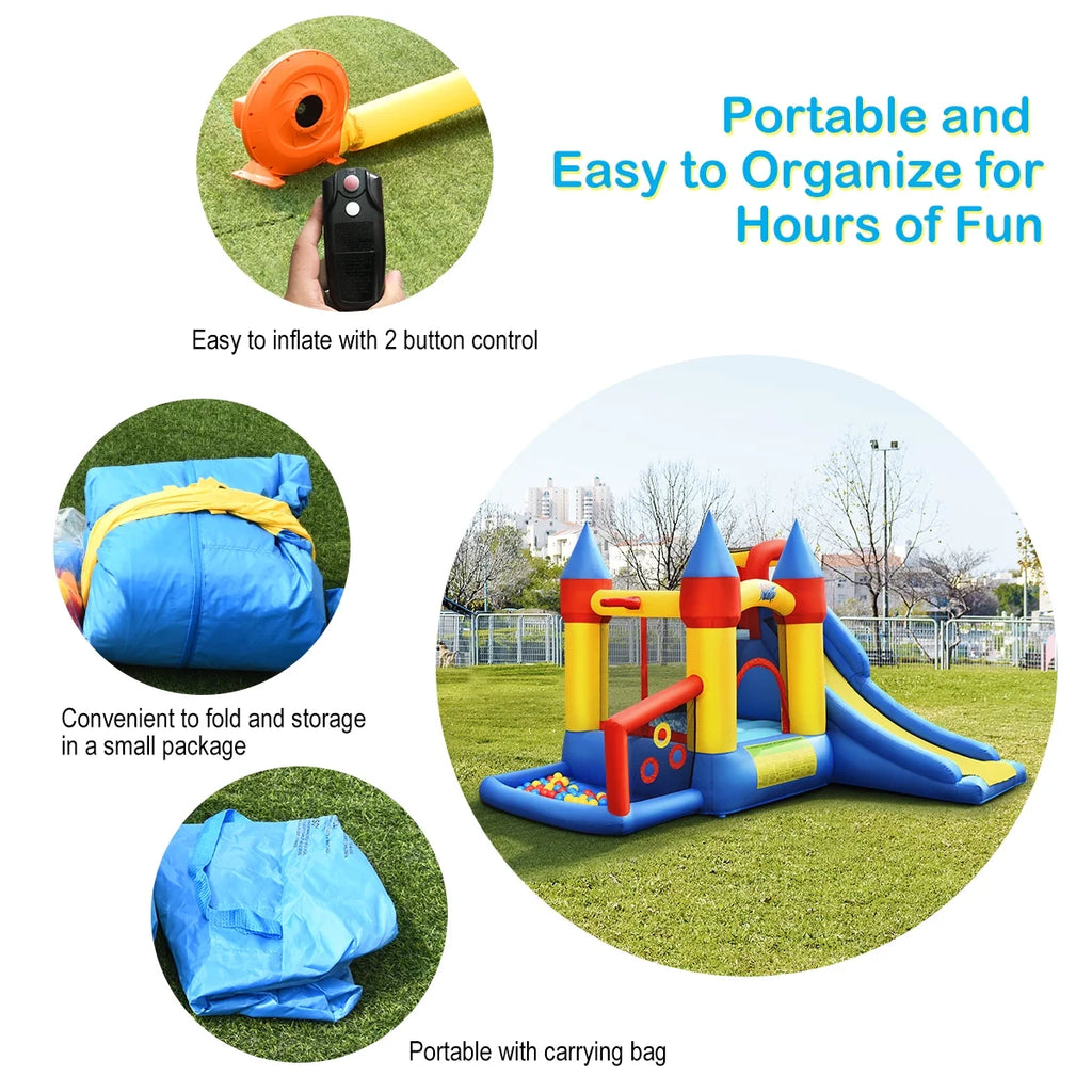 Inflatable Bounce House Slide Bouncer Kids Castle Jumper with Balls & 780W Blower L535