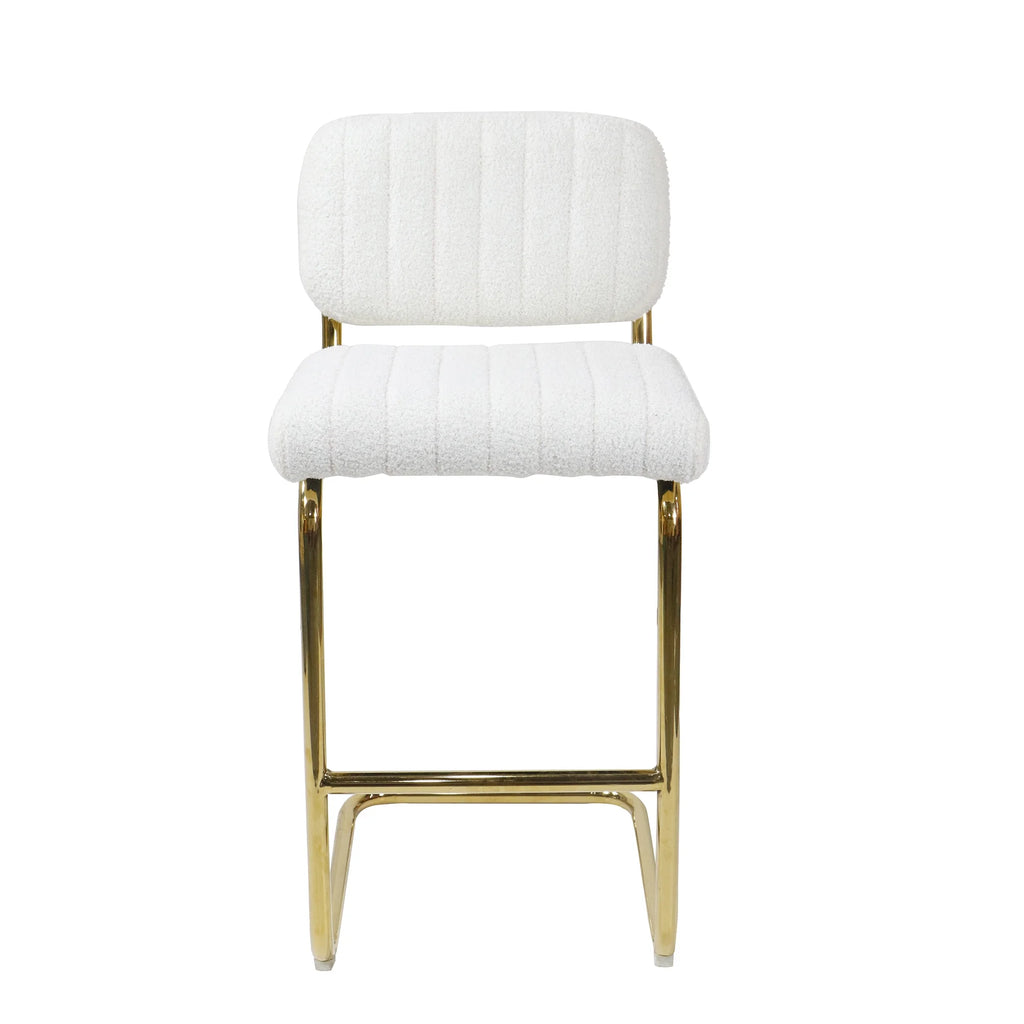 Ivory Boucle Fabric Counter Height Bar Stools Set of 2 E806114