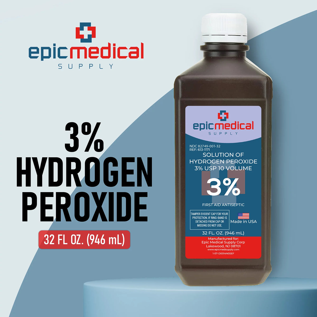 Hydrogen Peroxide First Aid Antiseptic 3% USP 32 oz F5503