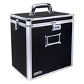 Locking Vinyl Record Storage Box 50 Album Holder Black Y4101