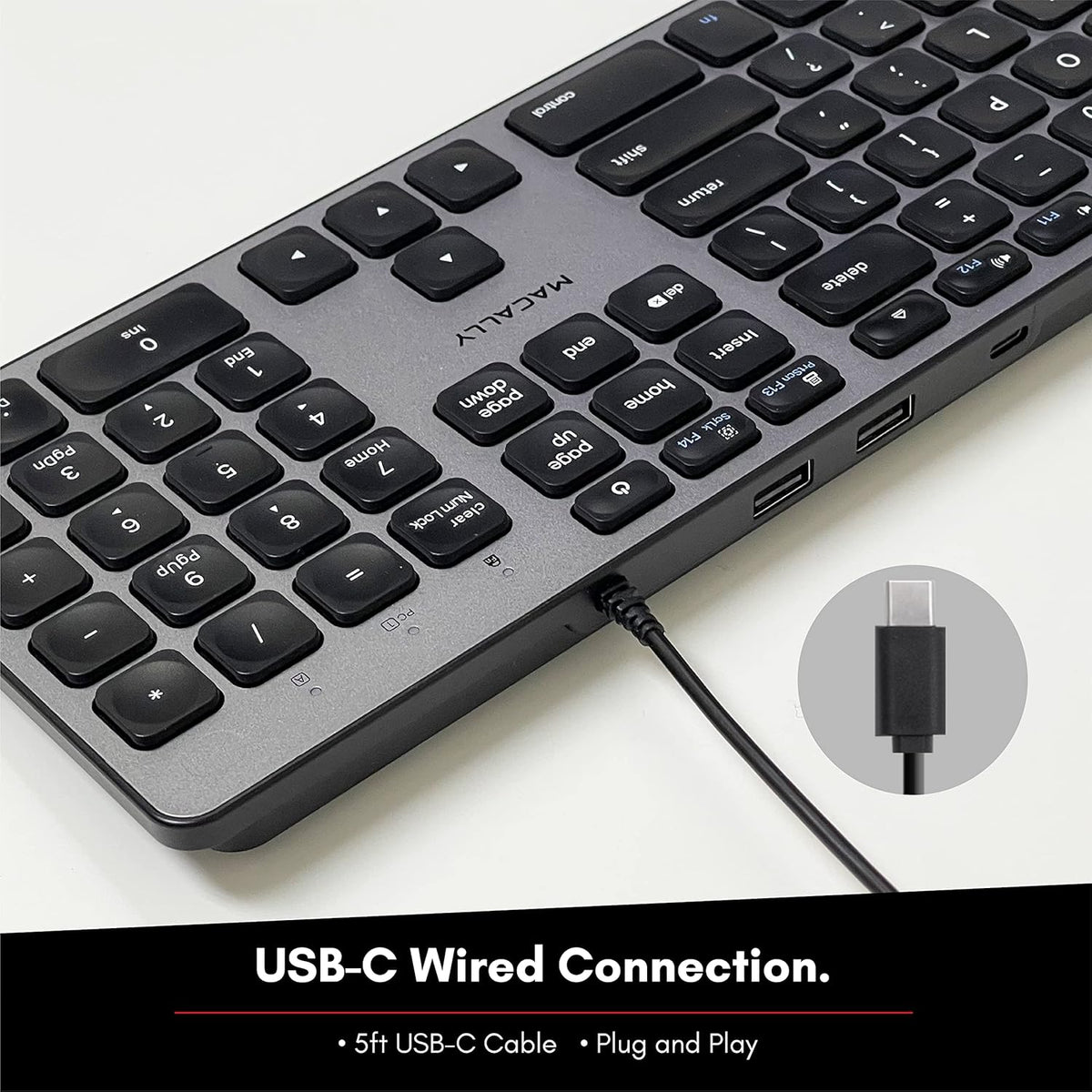 Wired USB C Keyboard with USB Ports P507354