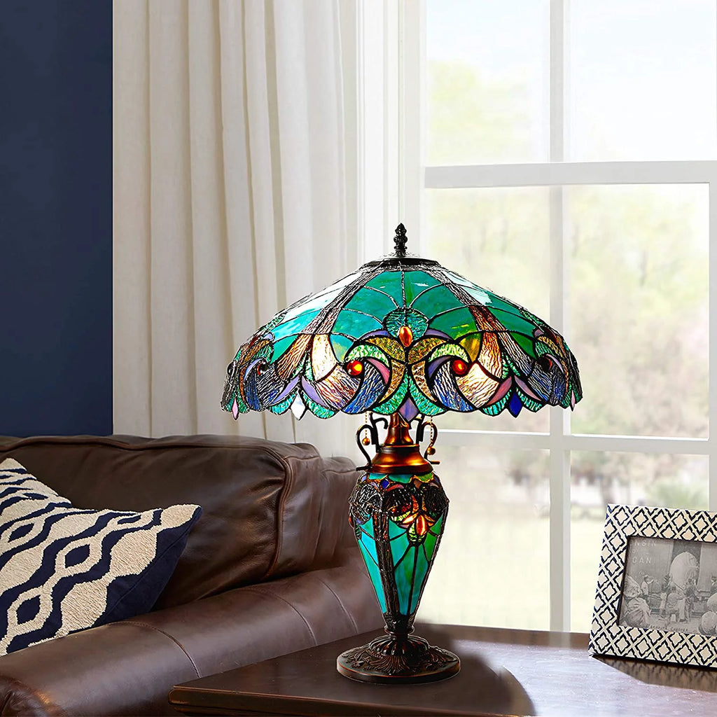 Tiffany-Style 3 Light Table Lamp 18" Shade U816040
