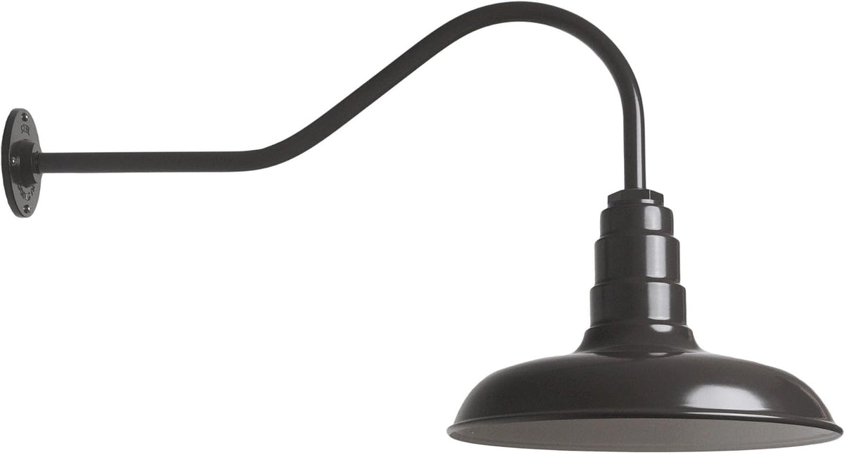 Gooseneck Barn Light with Steel Dome, 16 Gooseneck, Black D268398