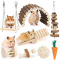 Hamster Chew Toys Set Small Animal Molar Toys Teeth Care Wooden Accessories B407254