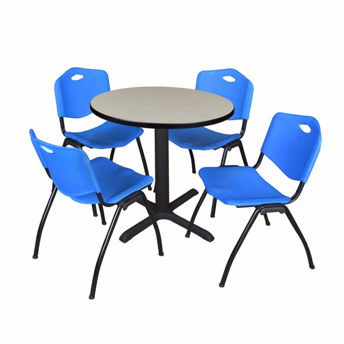 42x22 Round Breakroom Table & 4 Stack Chairs D925704