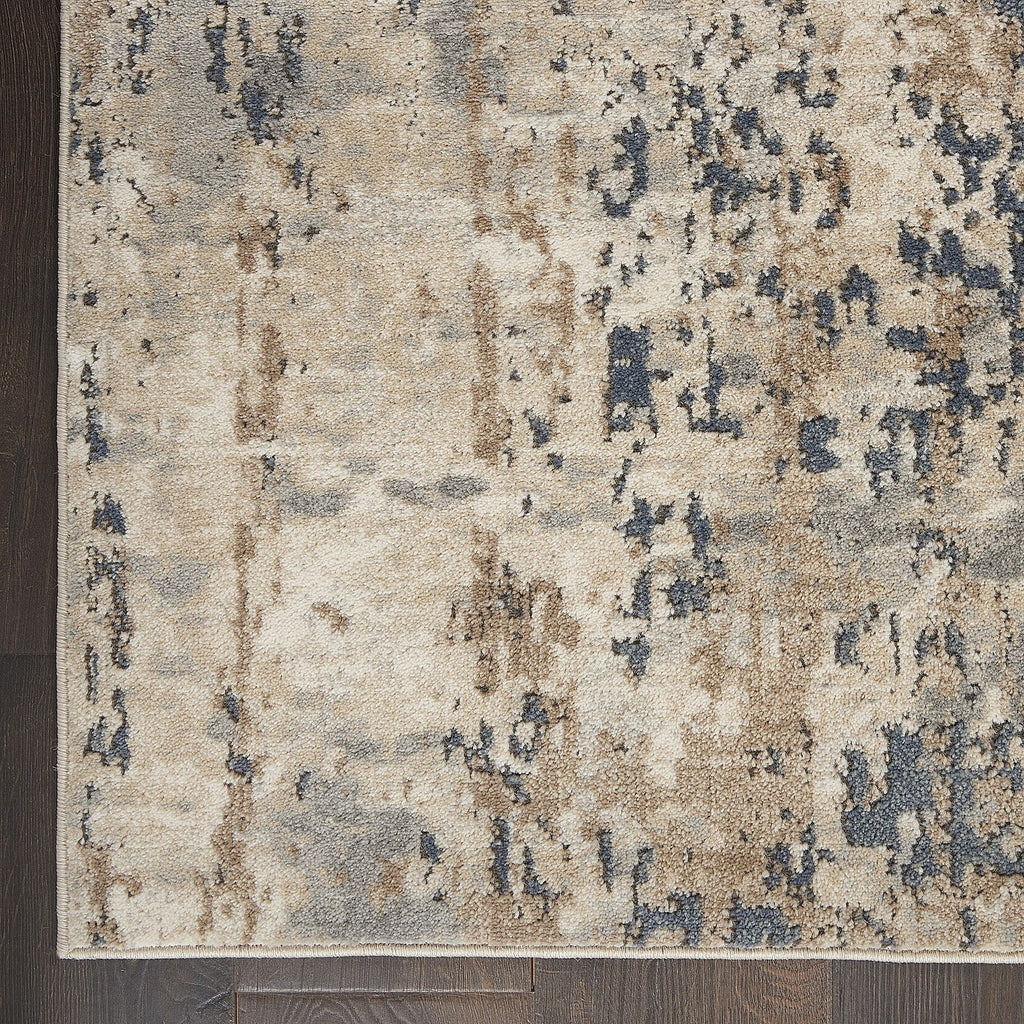 Beige/Grey 10' x 14' Abstract Distressed Area Rug M4752