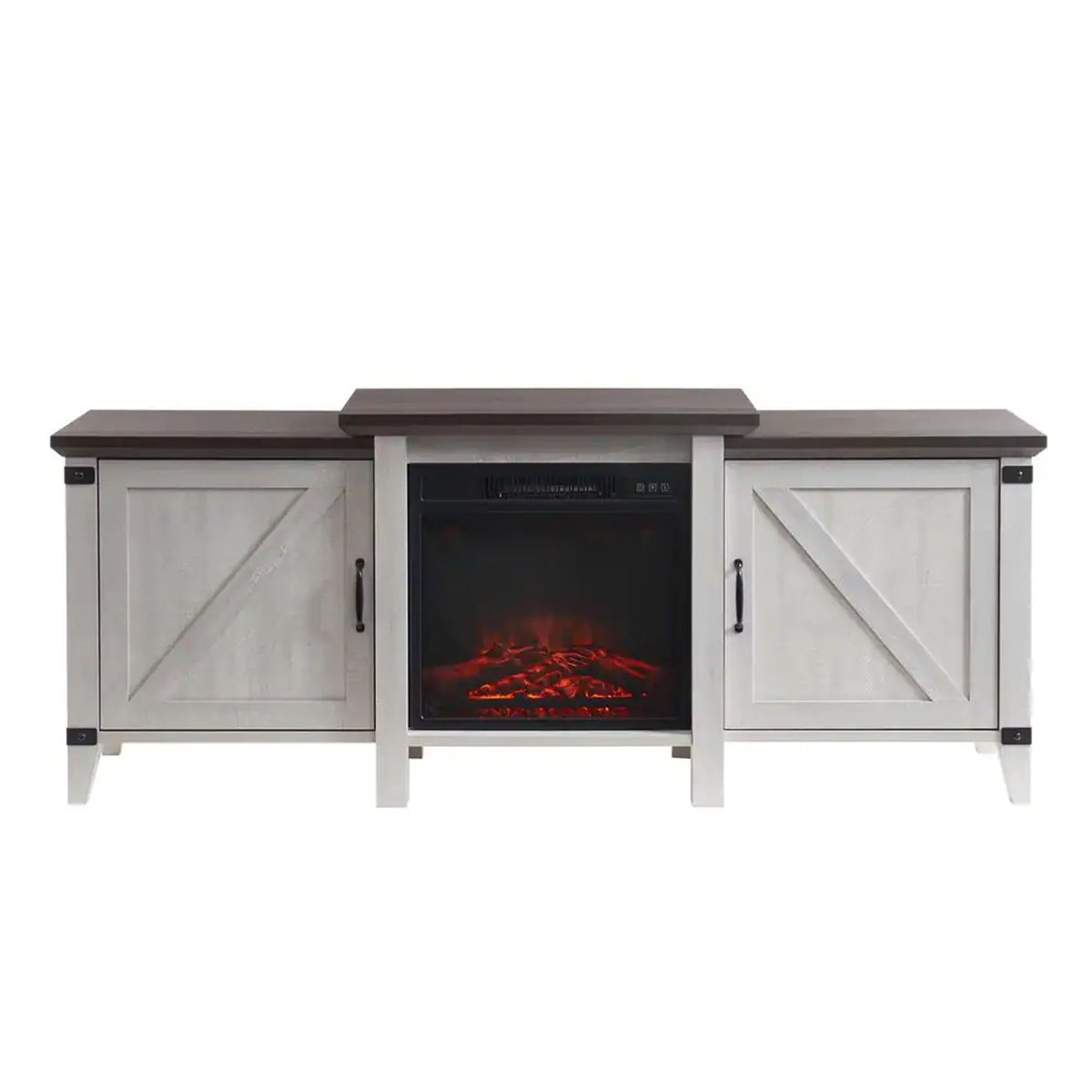Grey Freestanding Wooden Electric Fireplace TV Stand Console K77350