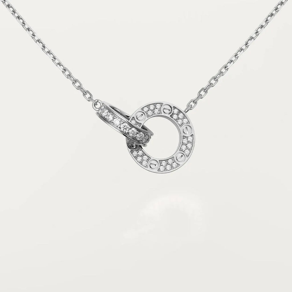 Love Necklace Interlocking Circles Necklace With Diamond Paved G6973