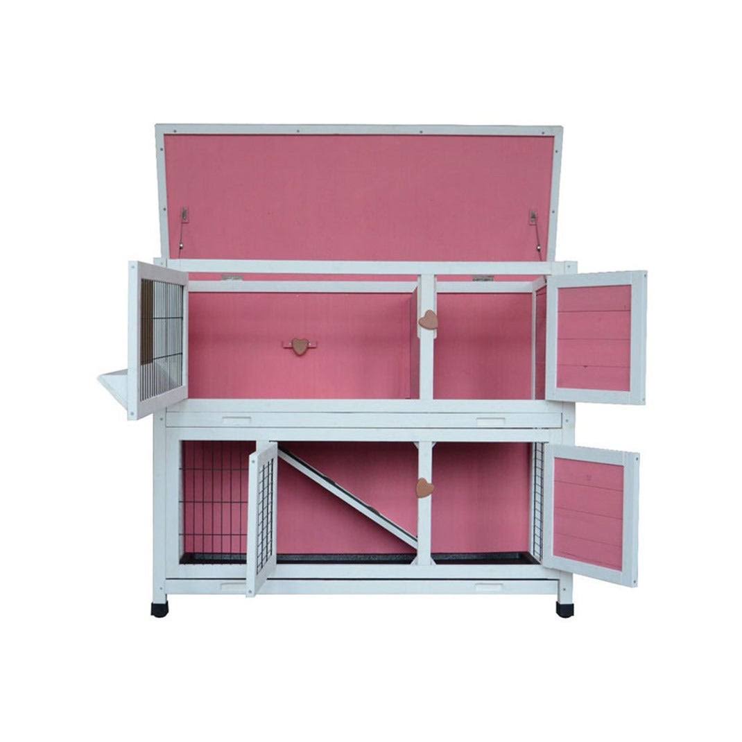 40x22 Wooden Rabbit Hutch Pet Cage Pink A59009
