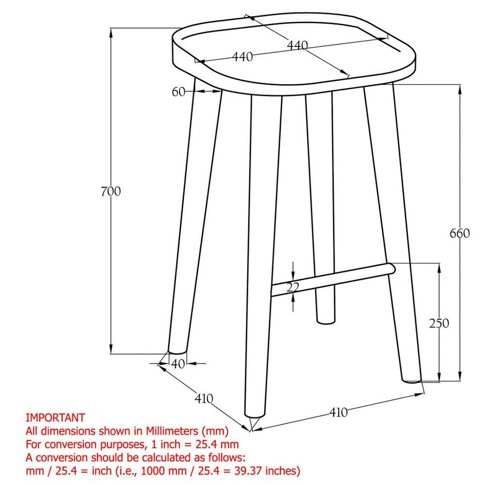 26-inch Solid Sheesham Wood Counter Stool Brown H9540