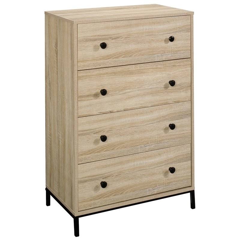 4-Drawer Tall Wood Bedroom Chest in Charter Oak T3680