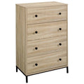 4-Drawer Tall Wood Bedroom Chest in Charter Oak T3680