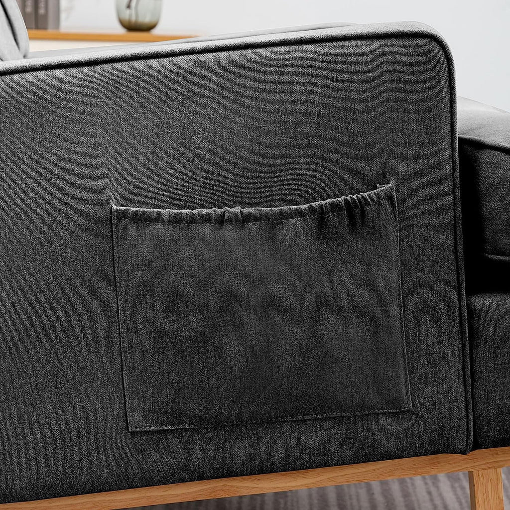 Dark Grey Upholstered Rocking Chair with Side Pocket A489151