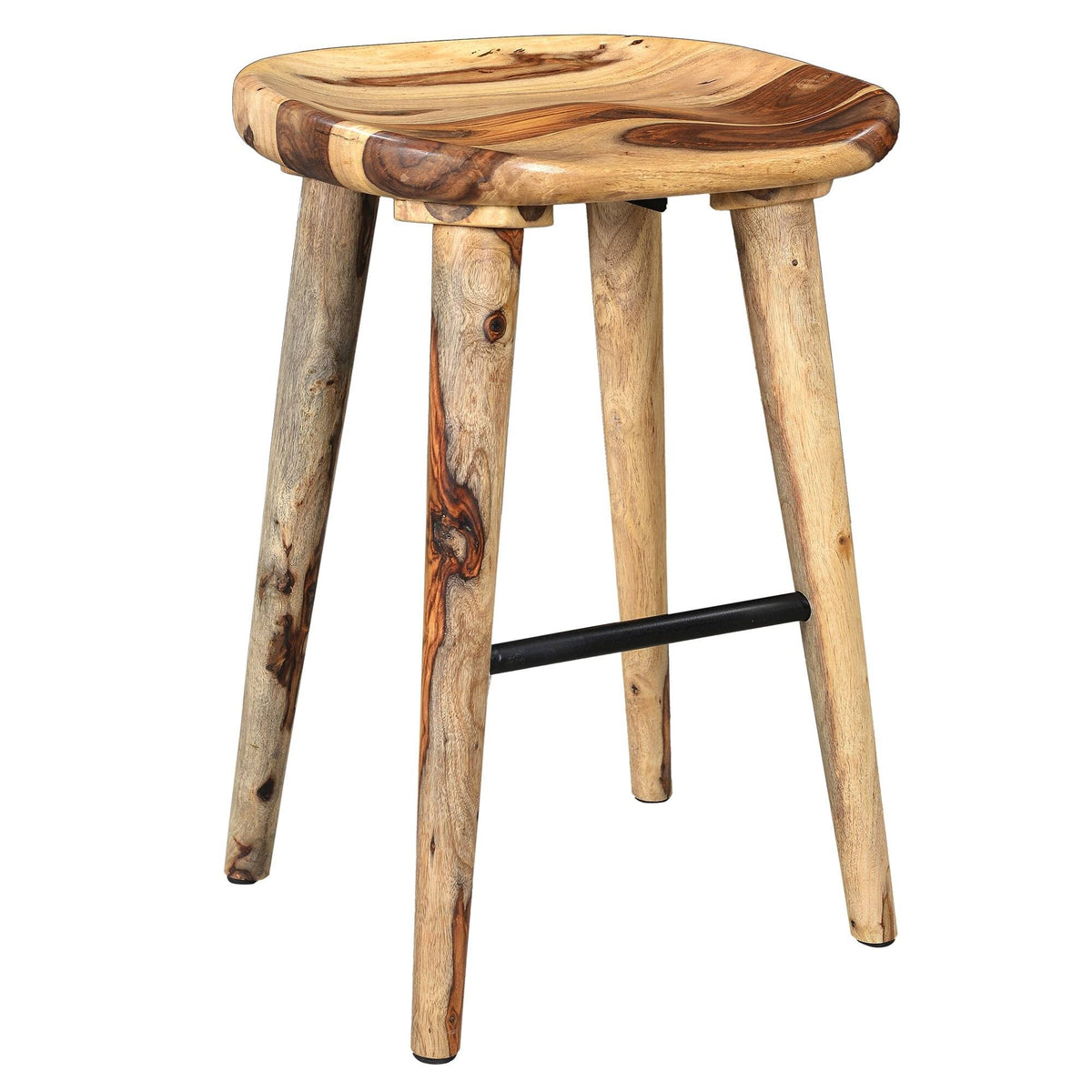 26-inch Solid Sheesham Wood Counter Stool Brown H9540